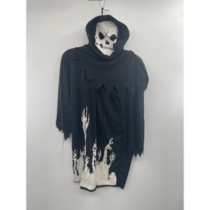 Men's Halloween Ghost Skeleton Costume Large Black Pullover Bone Pattern Classic